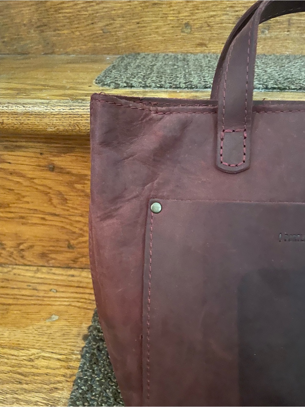 AP Portland Leather mini crossbody tote in Merlot! - Picture 3 of 7